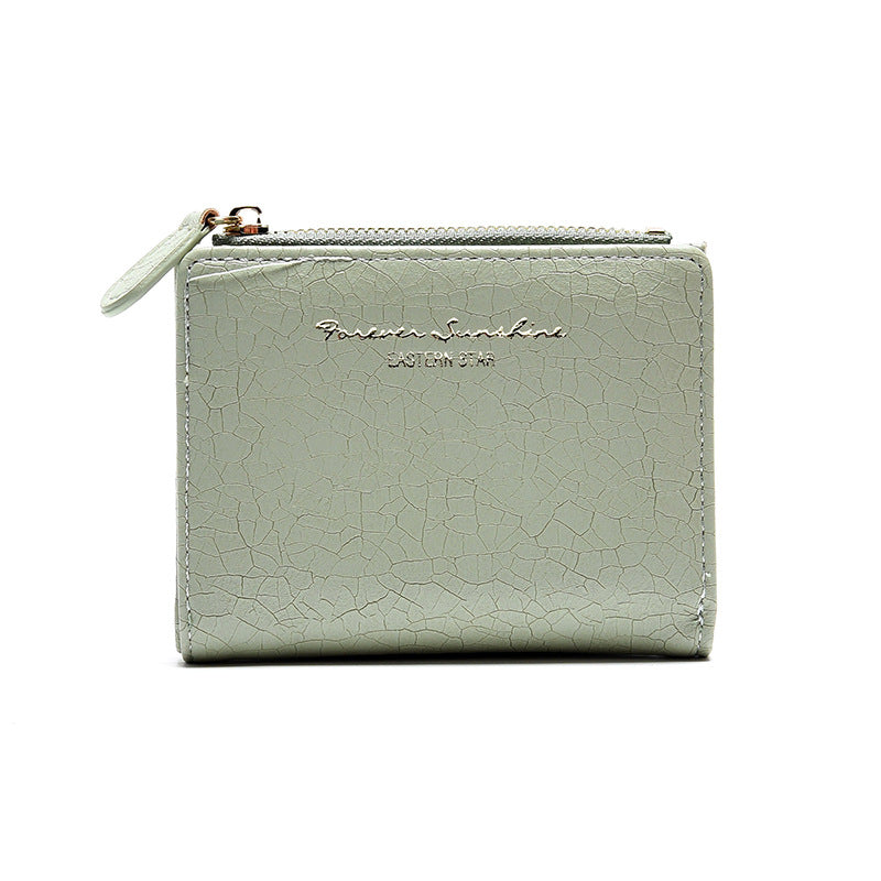 Women's Korean Avocado Green Retro Folding Mori Ladies Wallets