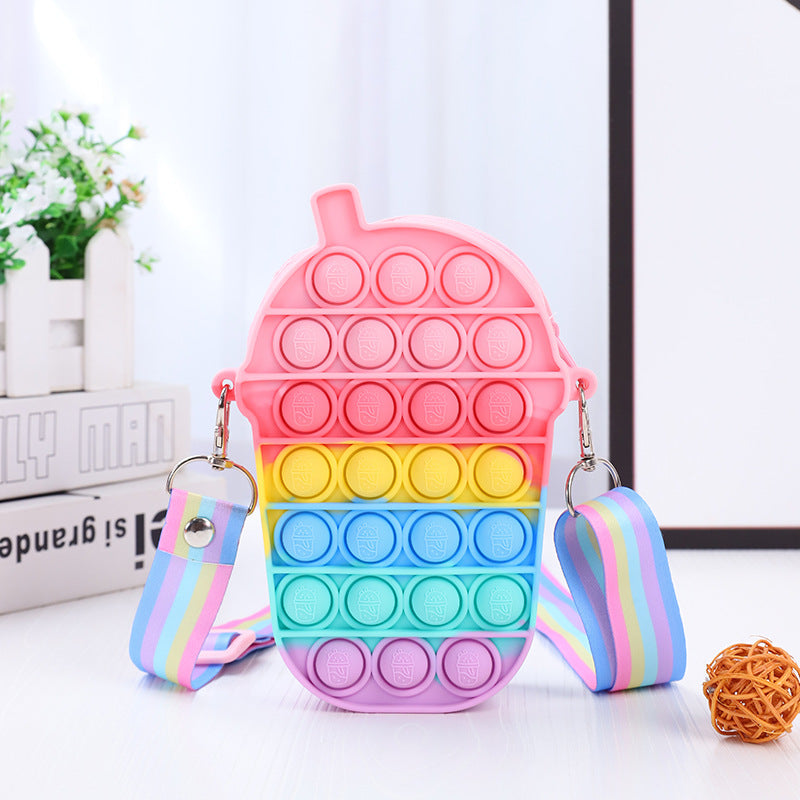 Sac à bandoulière en Silicone pour enfants, pionnier tueur pour enfants, dessin animé, décompression de bulles, Hamburger français