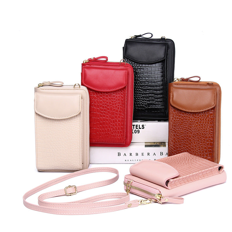 Women's Mobile Vertical Cover Mini Crocodile Pattern Coin Purses