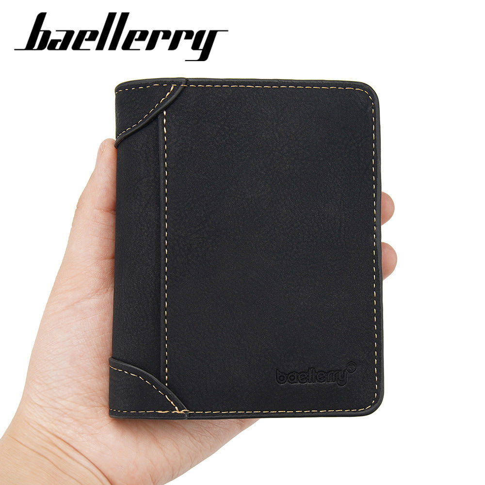 Men's Vintage Short Trifold Multiple Slots Zipper Men's Wallets