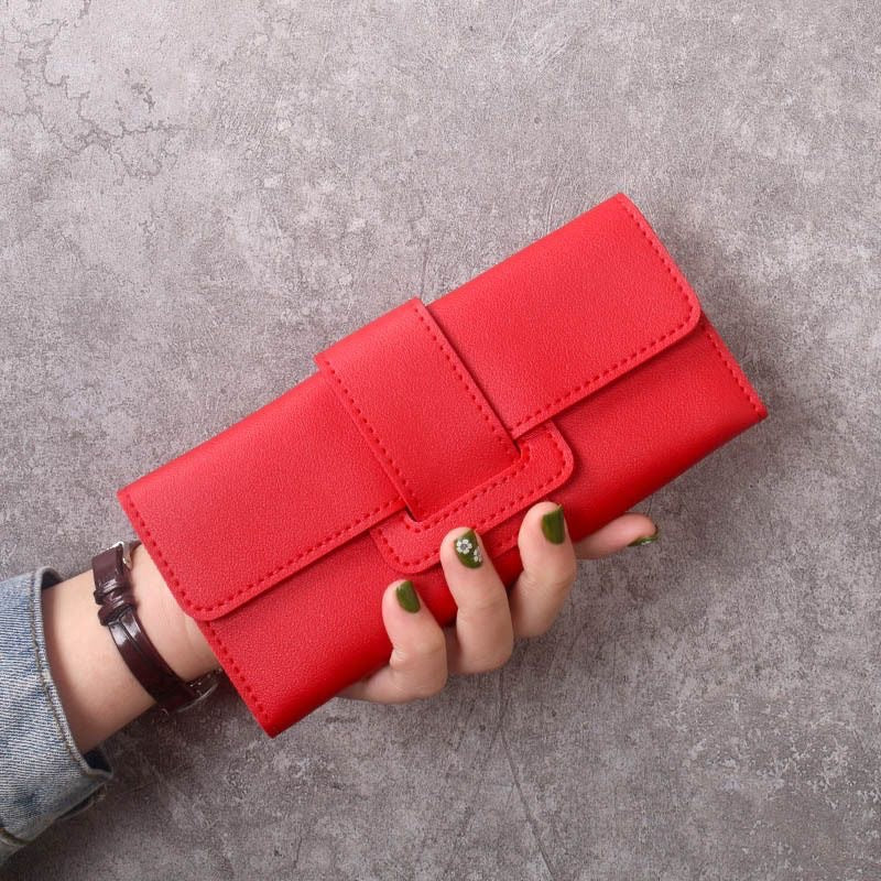 Pochette longue multifonction en cuir pour femmes, portefeuilles simples coréens pour dames