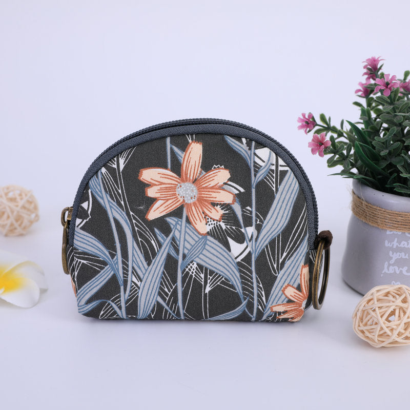 Shell Pastoral Style Flower Small Cloth Coin Purses