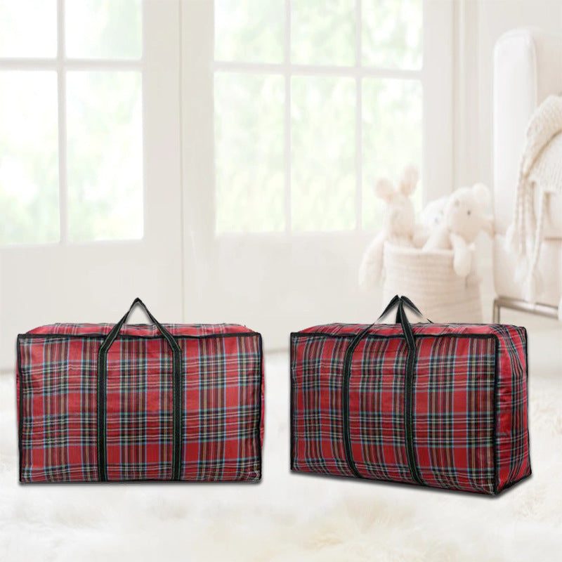 Plaid Woven Clothing Storage Thickened Folding Travel Bags