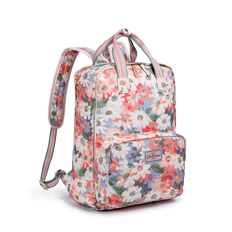 Women's British Style Retro Printed Waterproof Large Backpacks