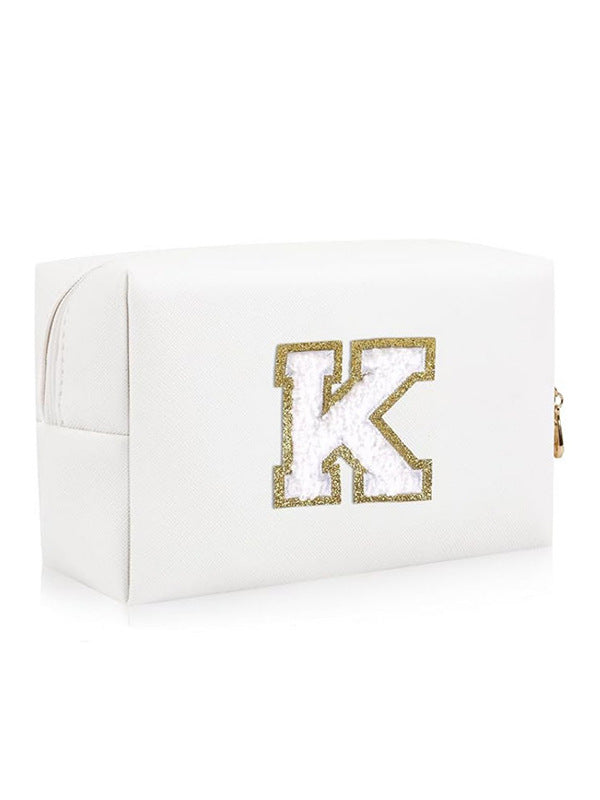 Single Lettered Make-up Embroidery Waterproof Storage Cosmetic Bags