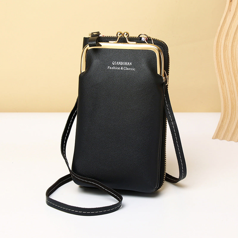 Modèle vertical pour femme en sacs de téléphone intégrés en cuir de forme carrée