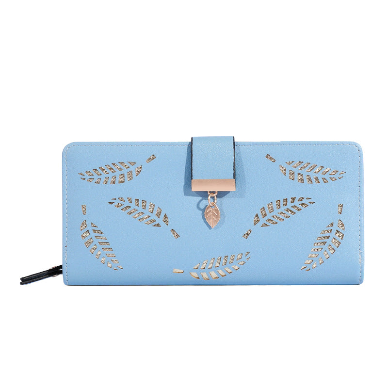 Women's Leaf Billfold Leather Korean Style Two Ladies Wallets