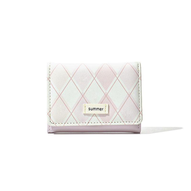 Women's Plaid Small Fresh Folding Three Fold Ladies Wallets