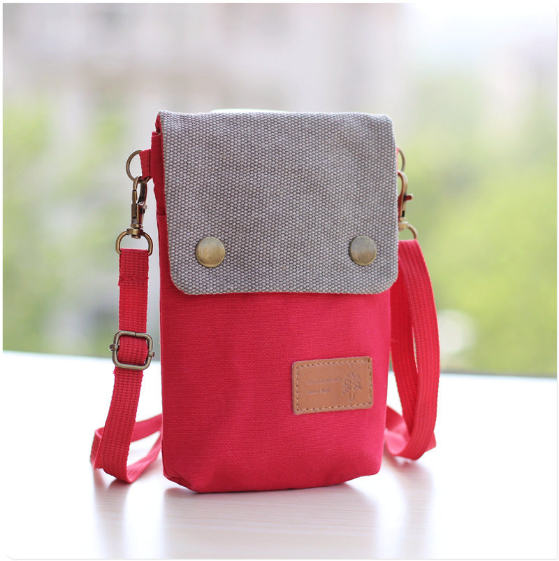 Women's Solid Color Canvas Simple Cloth Fashion Phone Bags