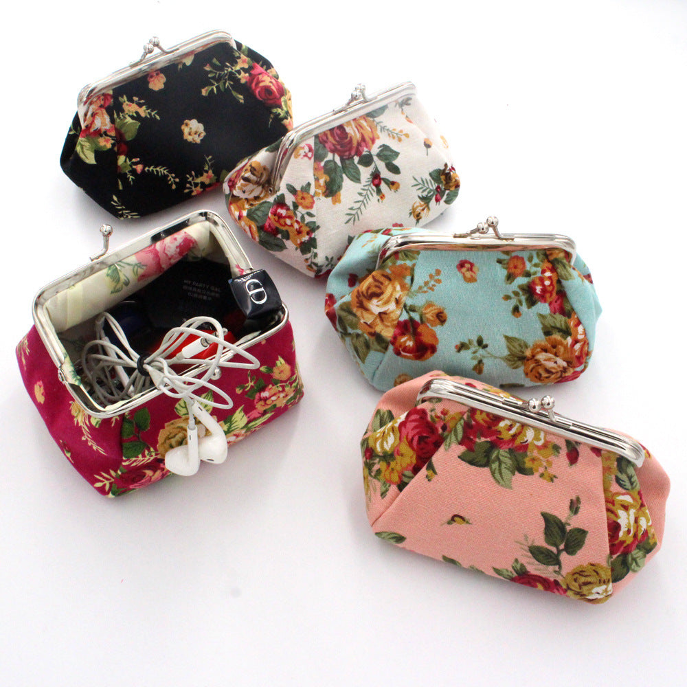 Women's Creative Canvas Fabric Small Clutch Coin Purses