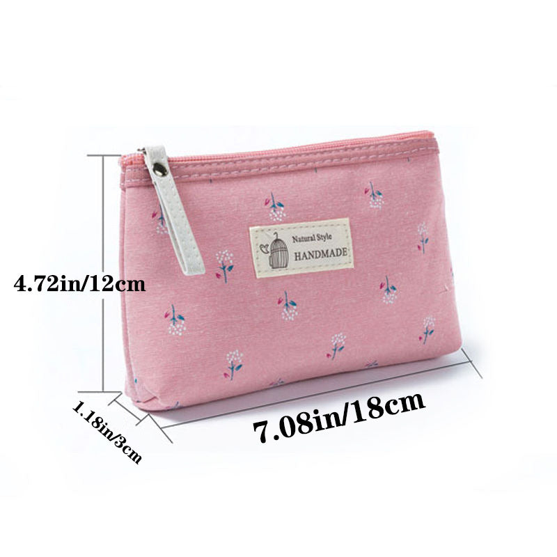 Women's Waterproof Canvas Printing Portable Small Size Cosmetic Bags