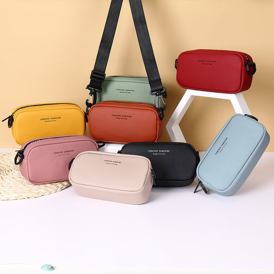 Grands sacs pour téléphone portable de couleur unie avec fermeture éclair simple pour femmes