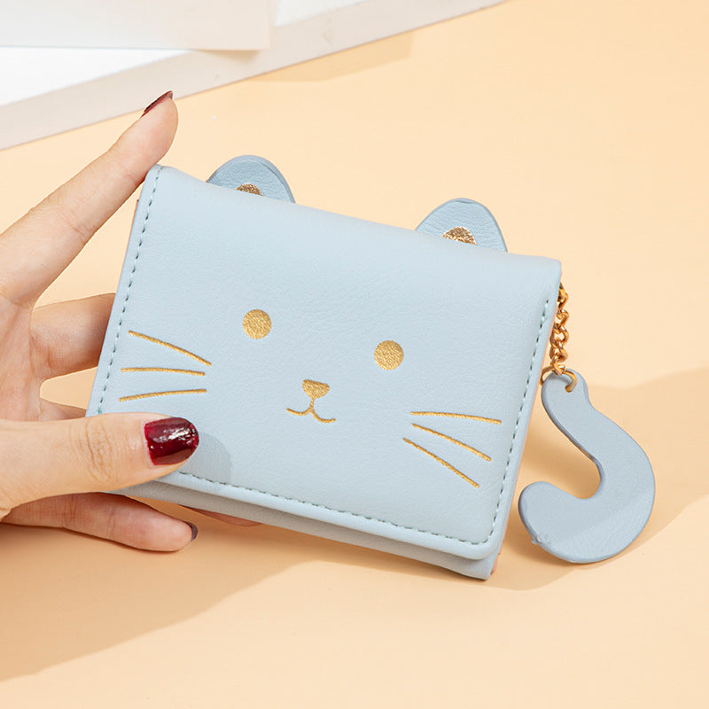 Women's Short Small Cute Fresh Cat Multiple Ladies Wallets