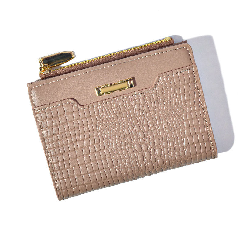 Women's Macaron Color Series Short Crocodile Pattern Ladies Wallets