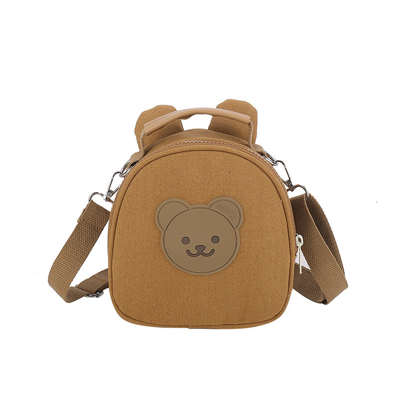 Bear Cute Animal Contrast Color Versatile Male Children's Shoulder Bags