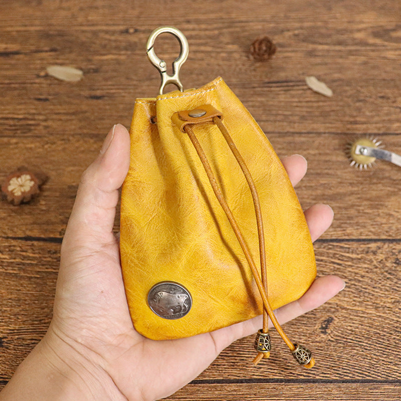 Women's Simple First Layer Cowhide Vintage Sachet Key Bags