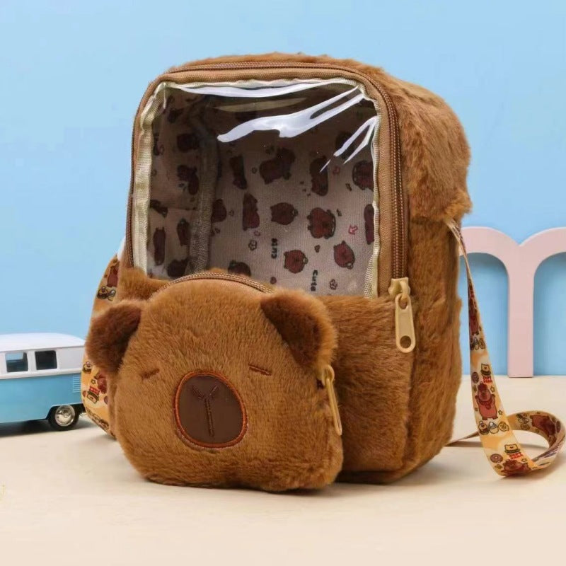 Plush Capybara Cute Wild Fur Female Backpacks