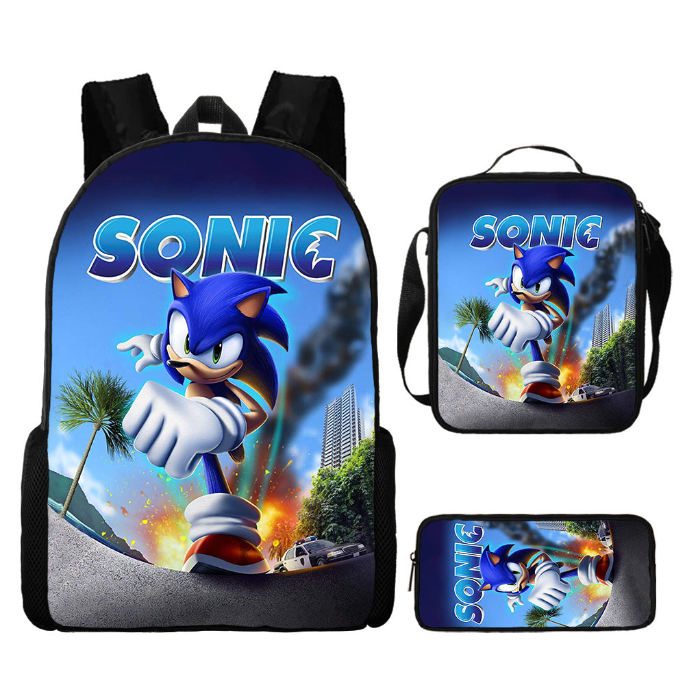 Sonic Primary Three-piece Set Cartoon Animation Bags