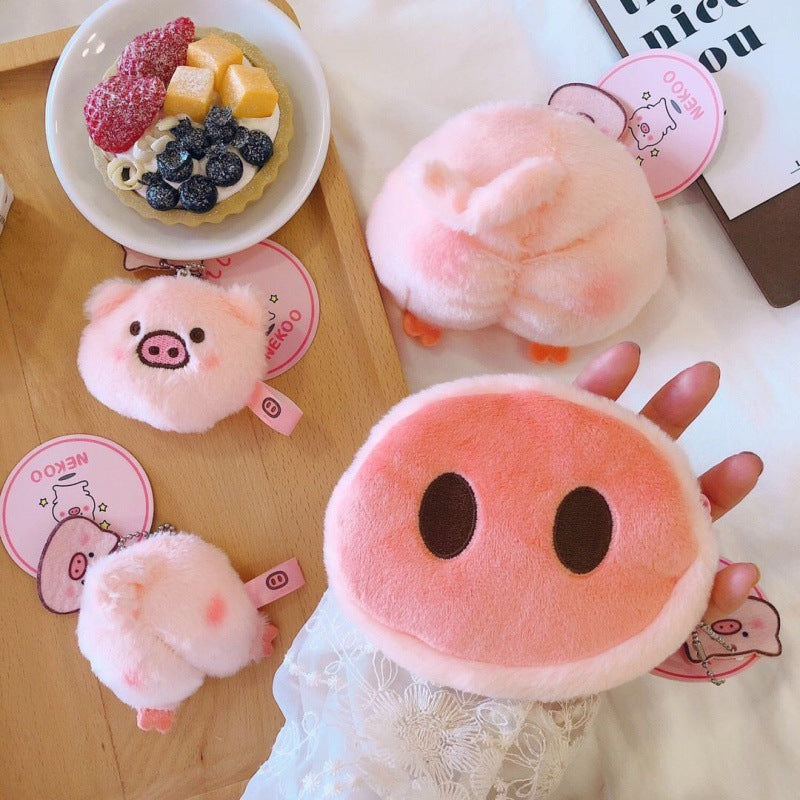 Porte-monnaie innovant en peluche avec tête de cochon et cœur