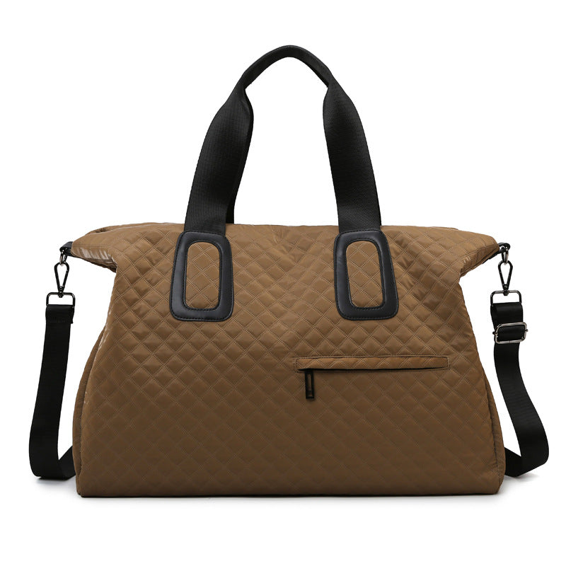 Women's Korean Style Diamond Check Short Distance Travel Bags