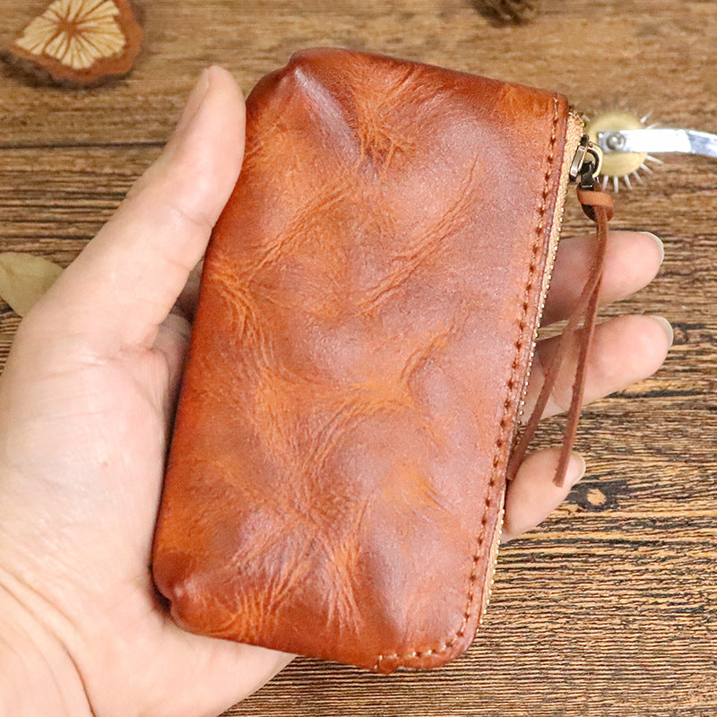 Women's Cowhide First Layer Hand-rub Color Distressed Coin Purses