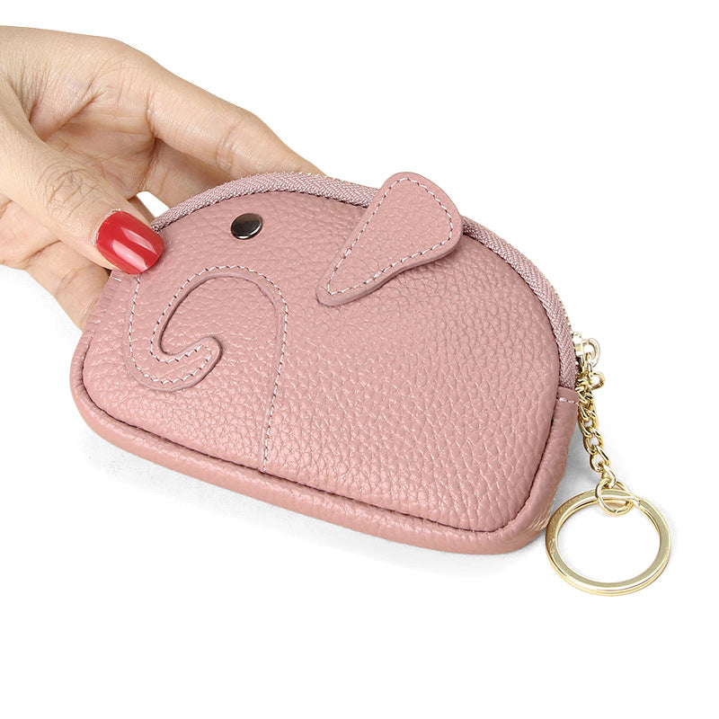 Elephant Creative Pocket Mini porte-monnaie en cuir véritable