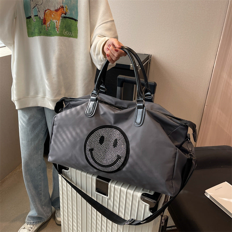 Women's Lightweight Big Tote Business Trip Cartoon Smiley Travel Bags