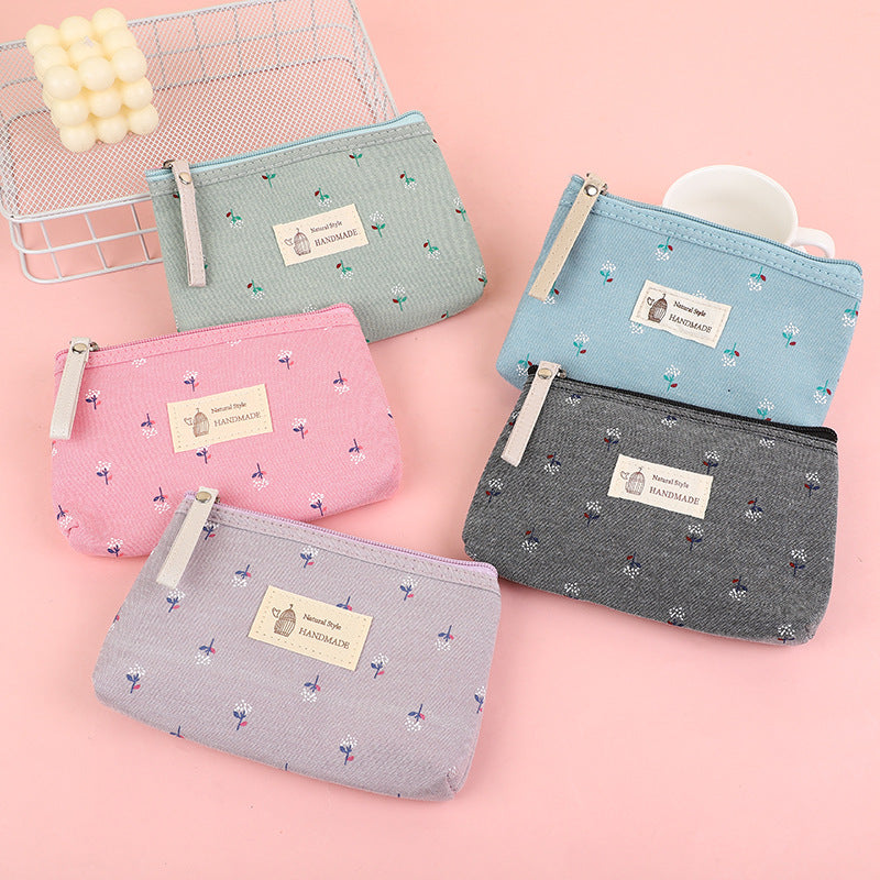 Women's Waterproof Canvas Printing Portable Small Size Cosmetic Bags