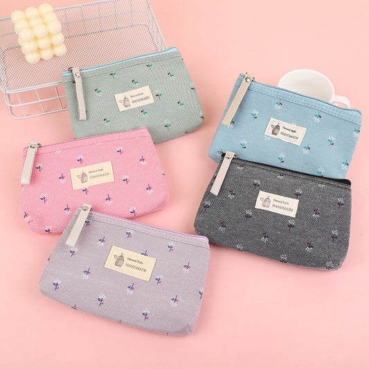 Women's Waterproof Canvas Printing Portable Small Size Cosmetic Bags