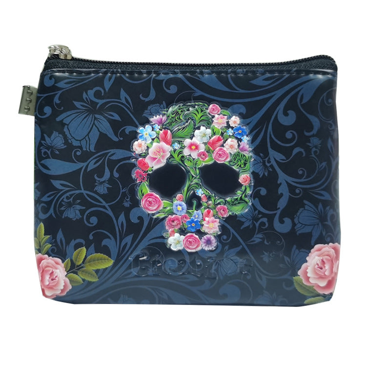 Rose Skull Vintage Short Mini Multifunctional Coin Purses