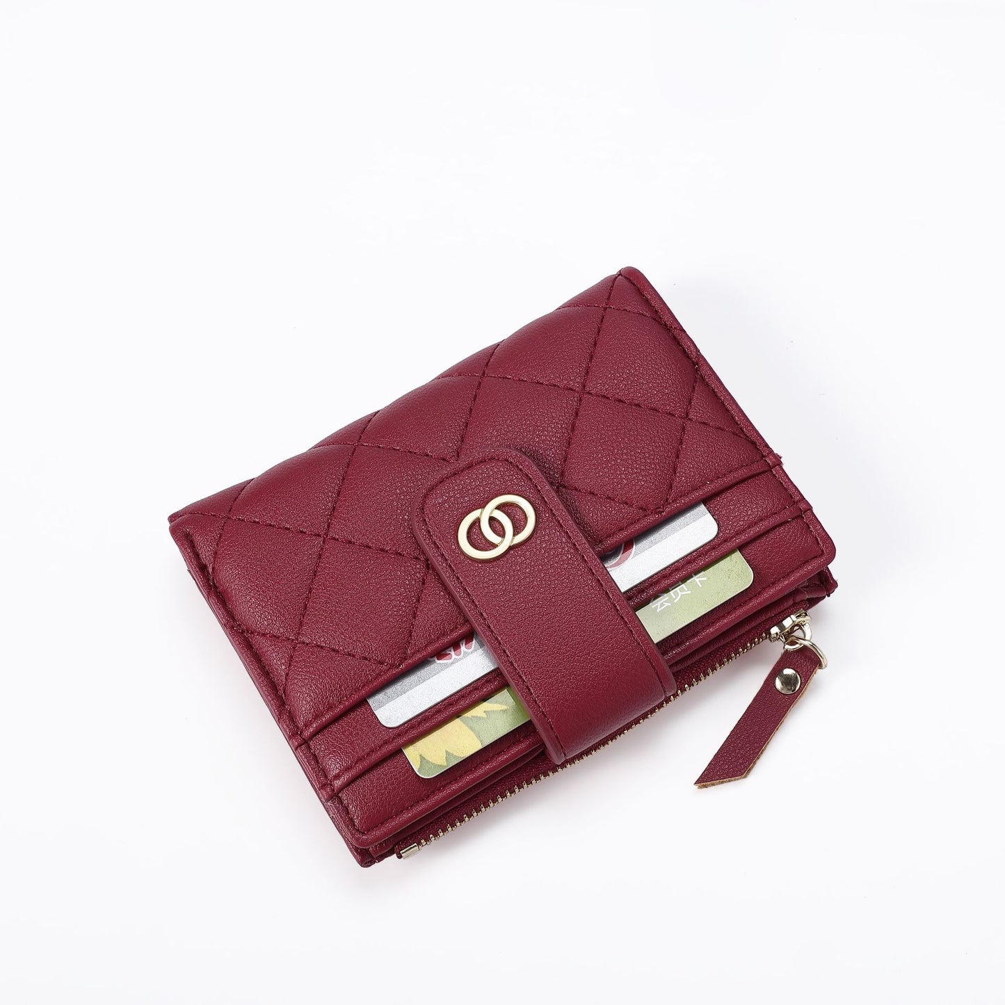 Women's Solid Color Simple Embroidery Thread Ladies Wallets