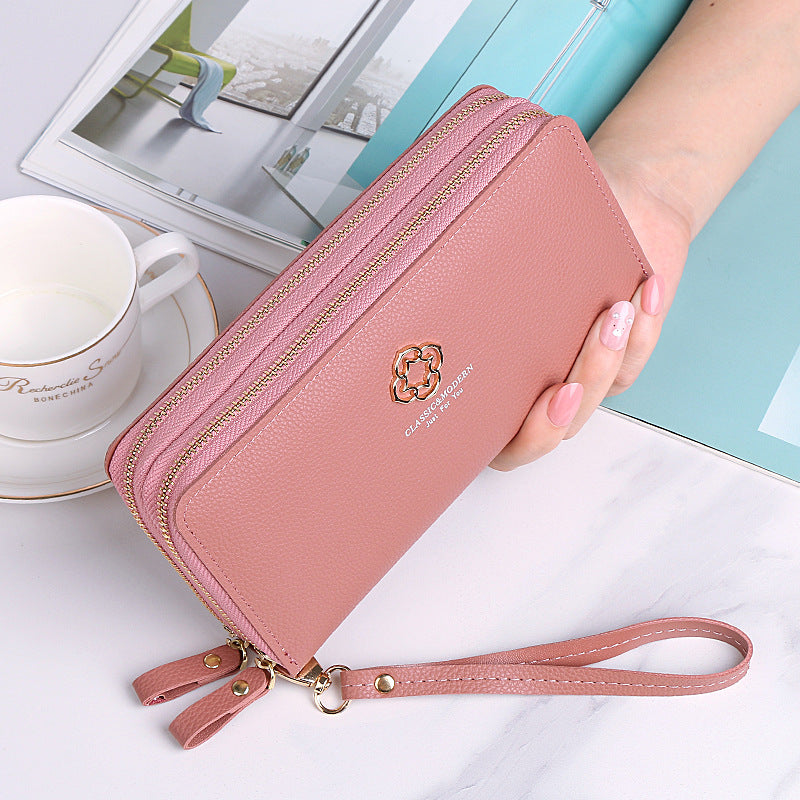 Women's Korean Style Long Double Layer Zip Purses