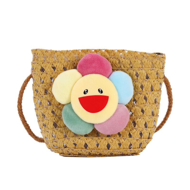 Children's Cute Seaside Weaving Hollow Straw Little Children's Coin Purse