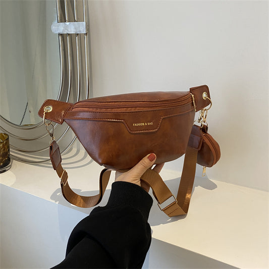 Women's Trendy Solid Color Small Western Style Saddle Shoulder Bags