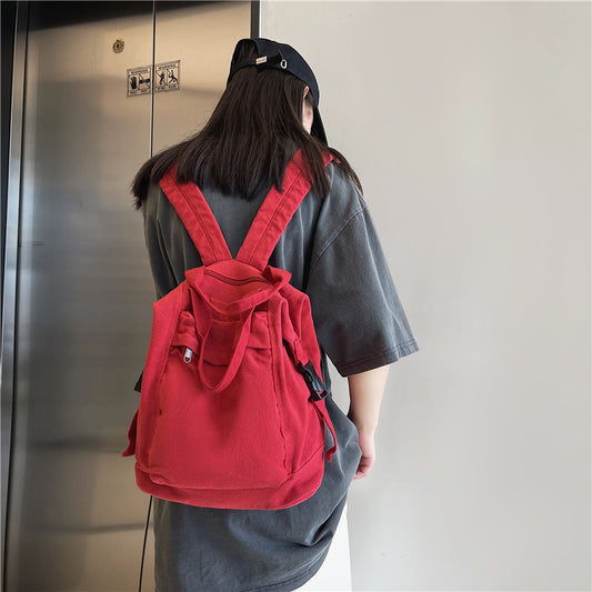 Women's Color Vintage Canvas Style Simple Large Backpacks