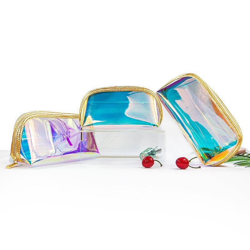 Iridescent Transparent Semicircle Three-piece Heart Advanced Cosmetic Bags