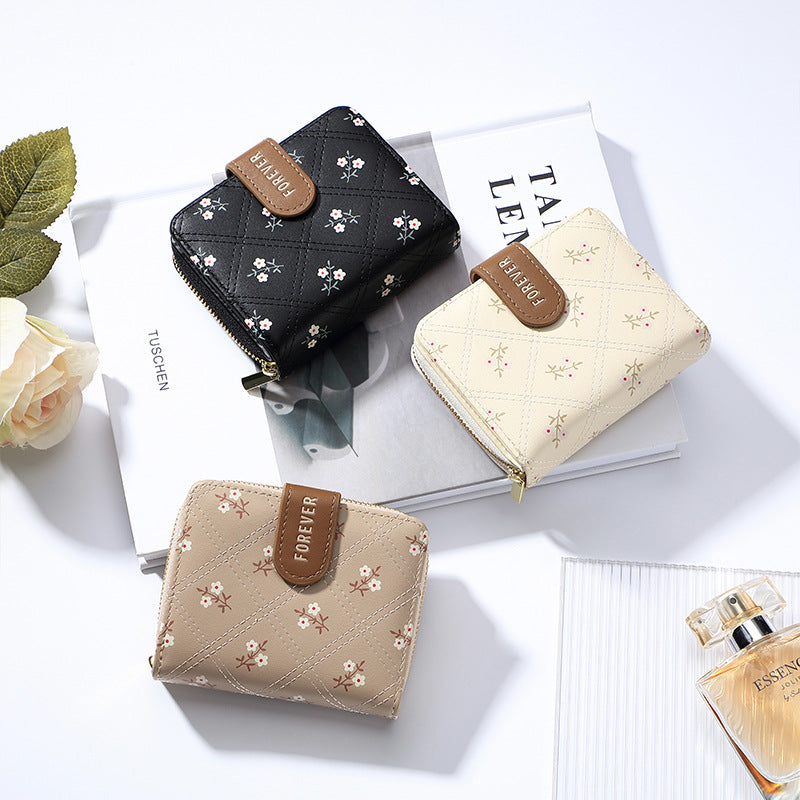 Women's Creative Button Simple Printed Short Ladies Wallets