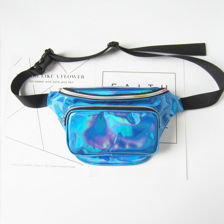 Women's Laser Street Trendy Unique Colorful Slanted Waist Packs