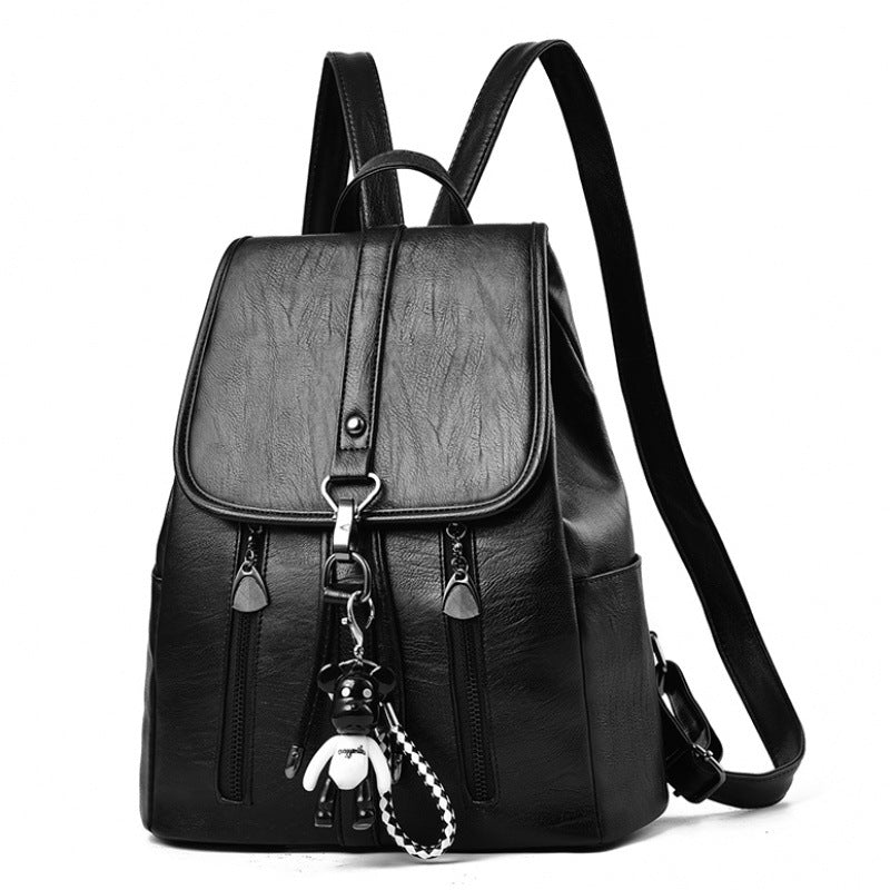 Women's Korean Style Versatile Fashion Cattlehide Large Backpacks