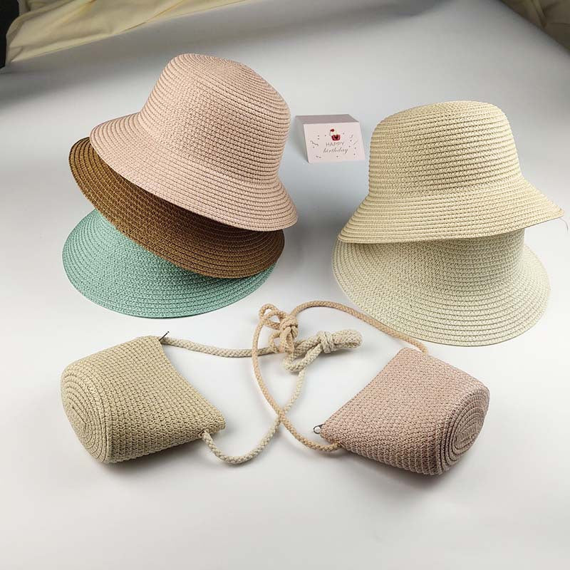 Children's Summer Straw Paper Sun Hat Mini Children's Coin Purse