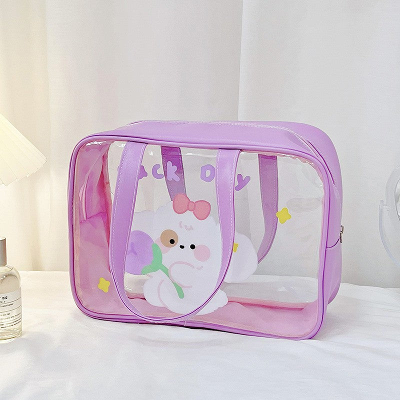 Transparent Cartoon Large Capacity Storage Cute Portable Dry Cosmetic Bags