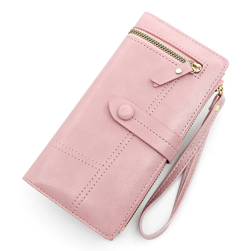 Women's Fresh Sweet Leather Long Zipper Ladies Wallets