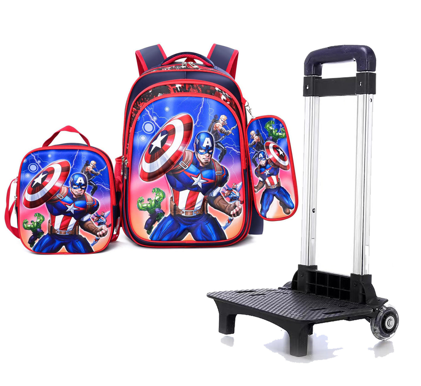 Children's With Light Cartoon Six-wheel Two-wheel Ladder Elementary School Students' Schoolbags