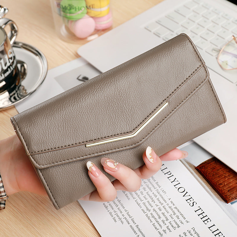 Women's Stitching Fashion Leather Korean Style Oil Wax Ladies Wallets