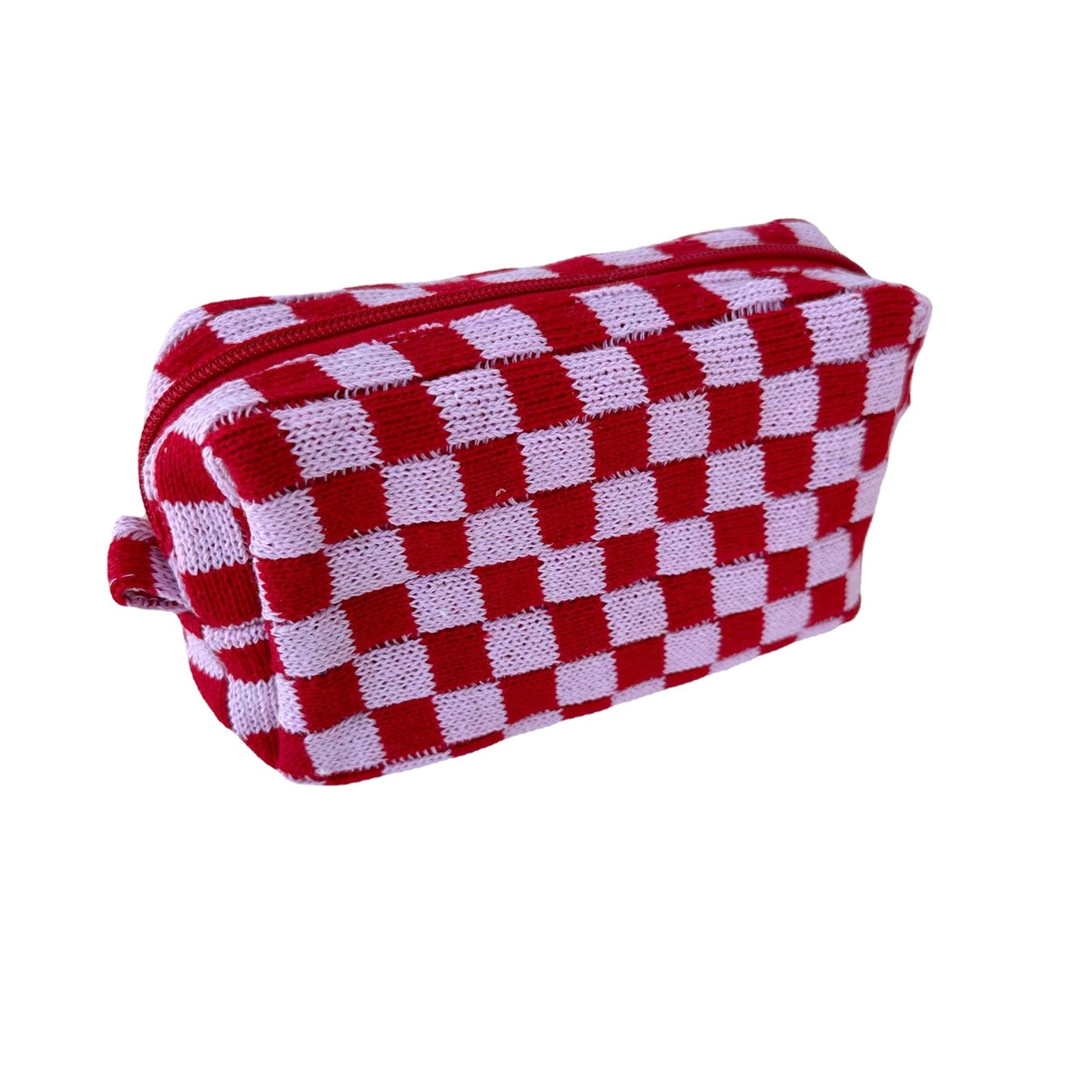 Knitted Large Capacity Chessboard Plaid Stripes Color Matching Cosmetic Bags