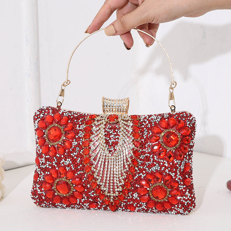 Women's Diamond Banquet Dress Portable Small Square Evening Bags