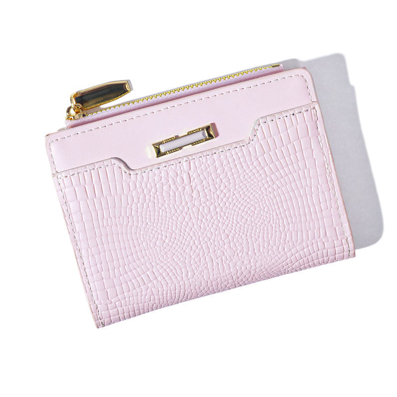 Women's Macaron Color Series Short Crocodile Pattern Ladies Wallets