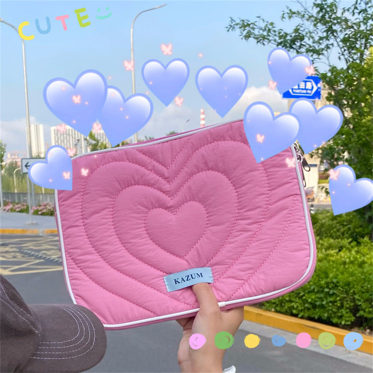 Peach Heart Cute Soft Pc Notebook Tablet Bags