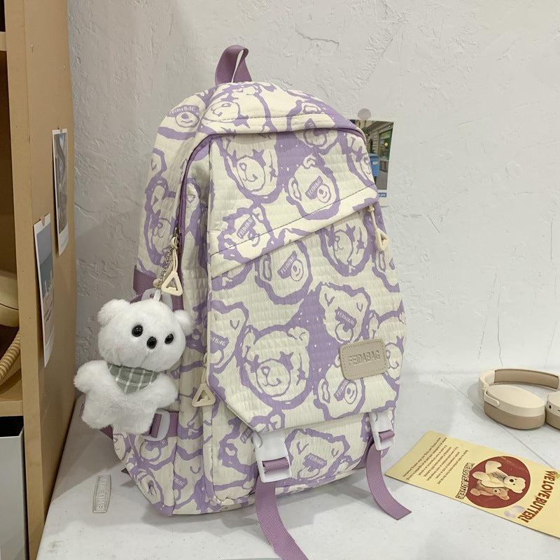 Female Junior High Large Capacity Bear Backpacks