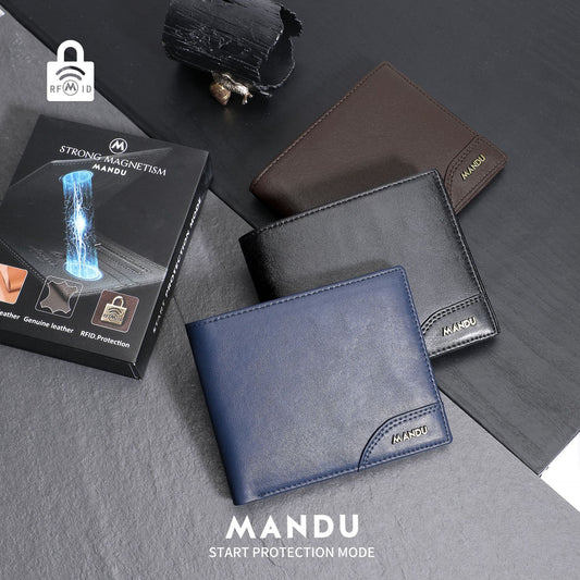 Leather For Man Short Magnetic Integrated Men's Wallets